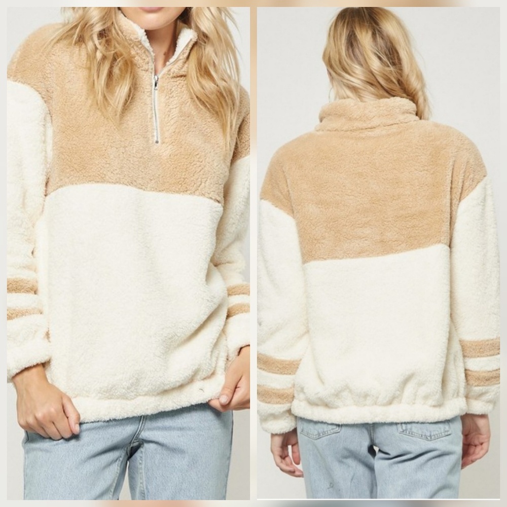 Fuzzy zipper sweater